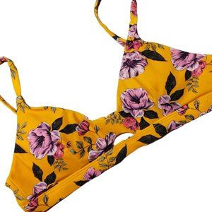 No Boundaries Bikini Swimsuit Top Juniors Small 3-5 Yellow Floral